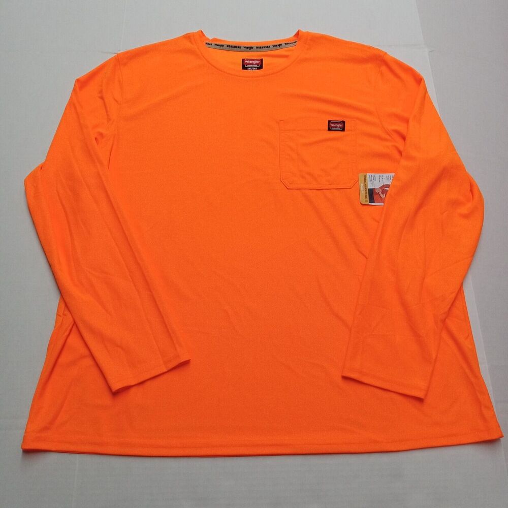 Wrangler Workwear Performance Pocket Shirt Men's 2XL (50-52) Orange Relaxed Fit